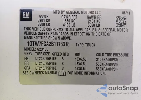 2011 GMC Savana 2500 Work Van from USA, damaged, VIN 1GTW7FCA2B1173318